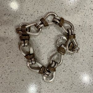 Sterling silver two tone stamped Taxco Mexico bracelet